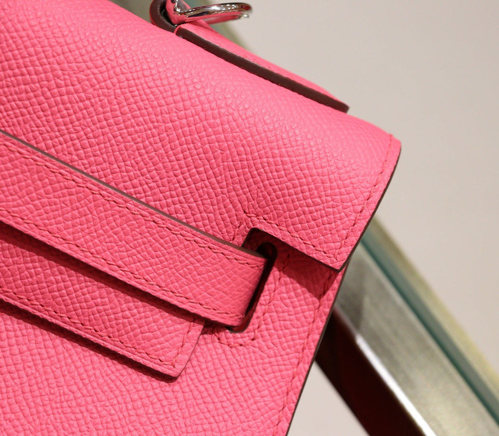 Hermès 8W Rose Azalee  Kelly 28  Epsom Palladium Hardware