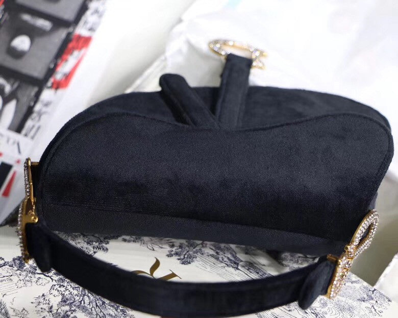 Christian Dior MINI SADDLE VELVET BAG  BLACK