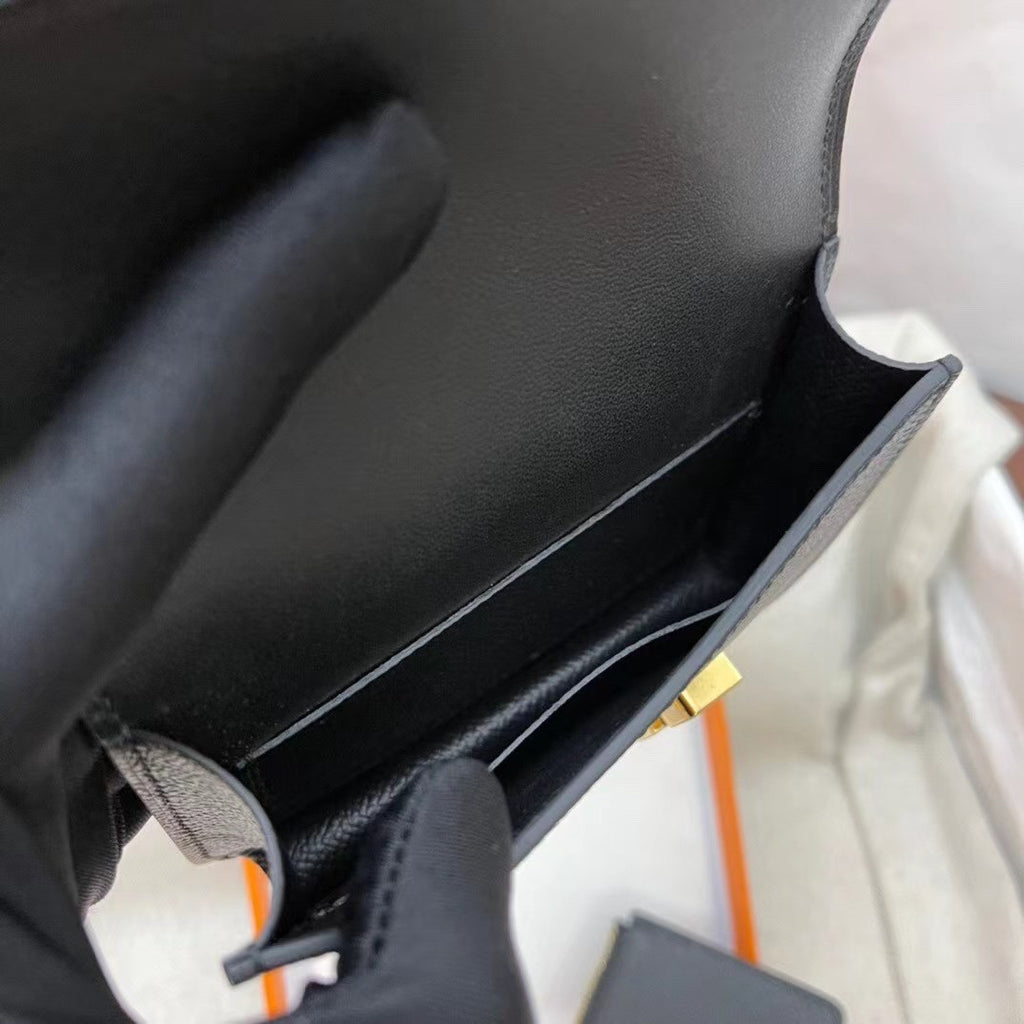 Hermès Constance Slim wallet Black Epsom leather with Gold hardware