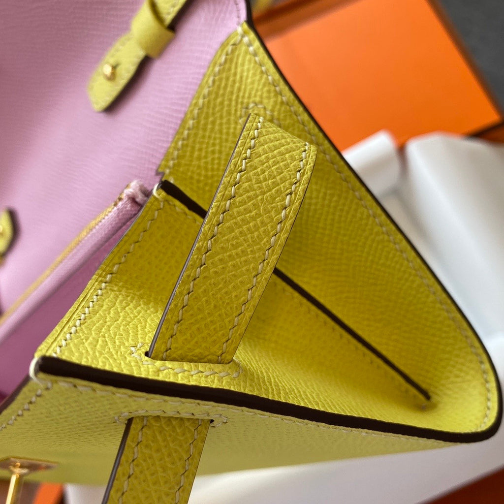 Hermes Kelly Wallet to Go 1Z Jaune Poussin/Mauve Sylvestre EPSOM GHW