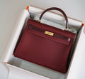 Hermes Bordeaux Kelly Touch bag 32 Retourne Togo/ Niloticus Crocodile