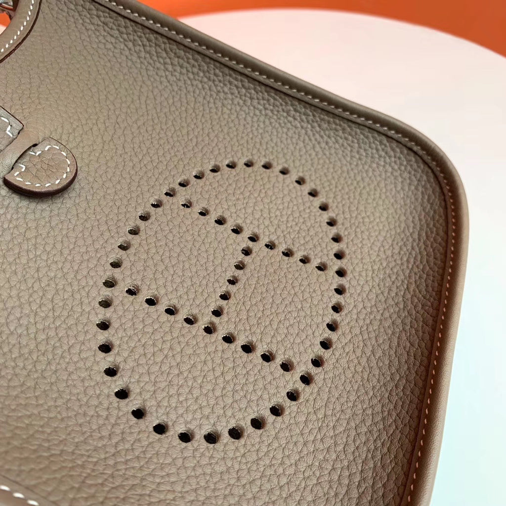 Hermès Evelyne Mini Bag Etoupe Taurillon Clemence Leather