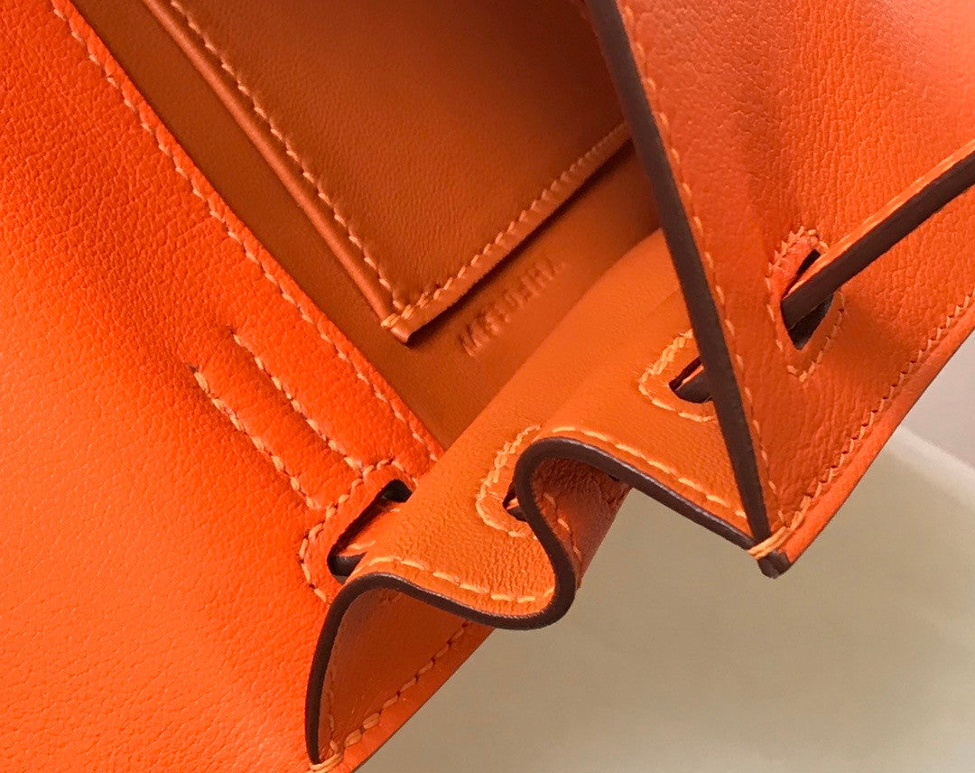 Hermes Orange Kelly Danse Bag Evercolour Leather Gold Hardware