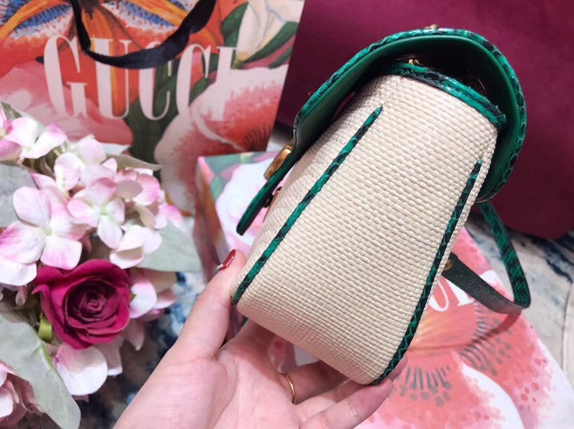 Gucci Online Exclusive GG Marmont raffia small shoulder bag