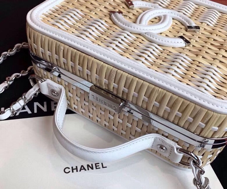 Chanel  Rattan Vanity Case White