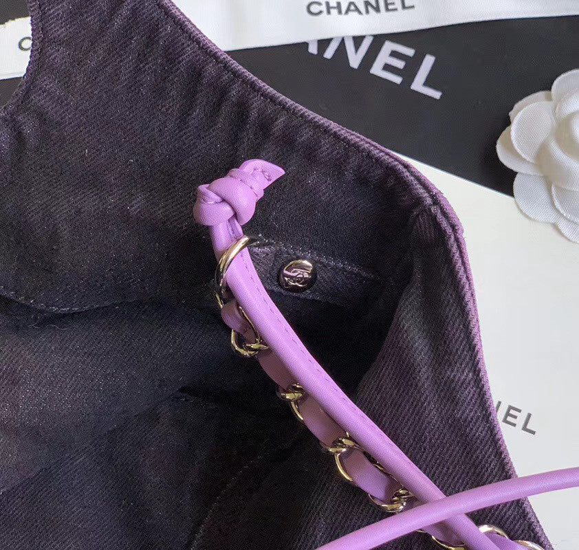CHANEL 31 Large Denim Shopping Bag Purple