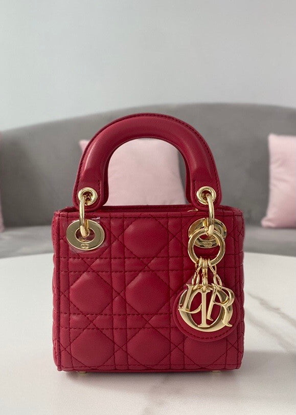Christian Dior Red MICRO LADY DIOR BAG
