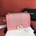 Chanel  BOY CHANEL Handbag With Imitation Pearls Pink