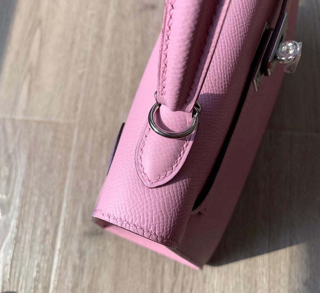 Hermes Mauve Sylvestre Kelly 25 cm Epsom Palladium Hardware
