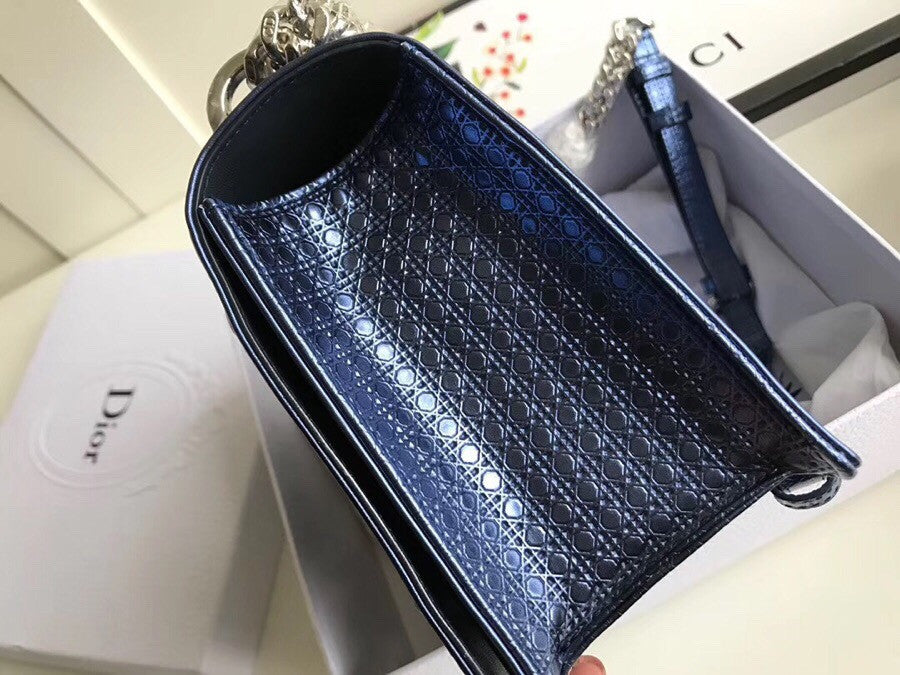 Christian Dior DIORAMA CALFSKIN BAG Dark Blue