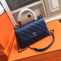 Chanel Blue Calfskin/Lizard Coco Handle Small Bag