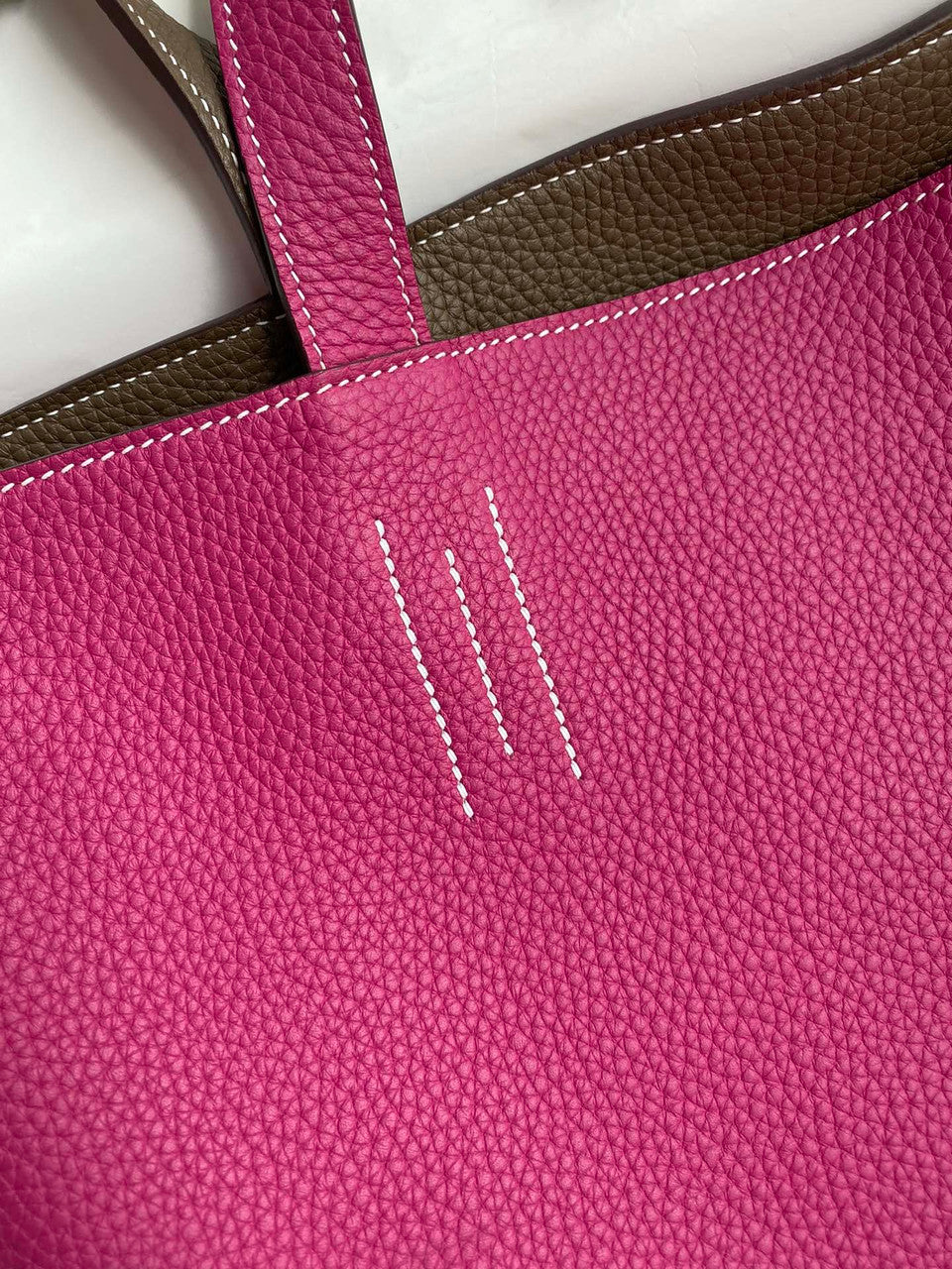 Hermes Double Sens Tote 30 Etoupe & Rose Pourpre