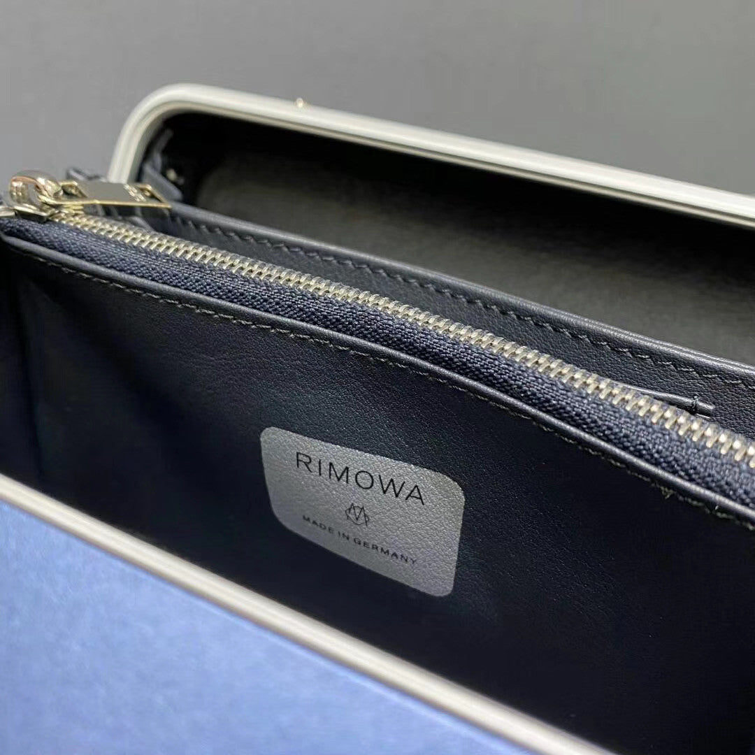 Christian Dior Blue DIOR AND RIMOWA PERSONAL CLUTCH IN ALUMINUM AND GRAINED CALFSKIN