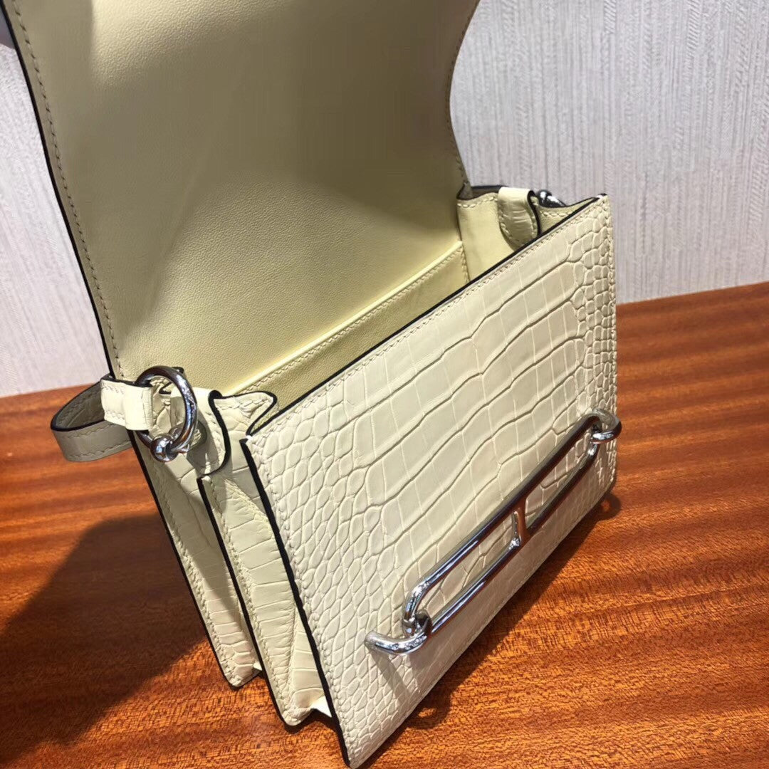 Hermes Roulis Mini Ombre Vanille Lizard Natura Alligator Missi Mat
