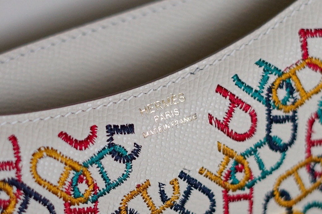 Hermes 2021 Limited Edition Embroidered Constance 18 Epsom Leather Gold Hardware