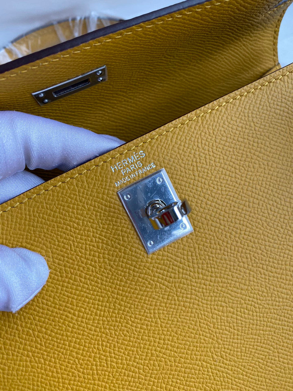 HERMES KELLY 28 SELLIER JAUME AMBRE EPSOM PALLADIUM HARDWARE