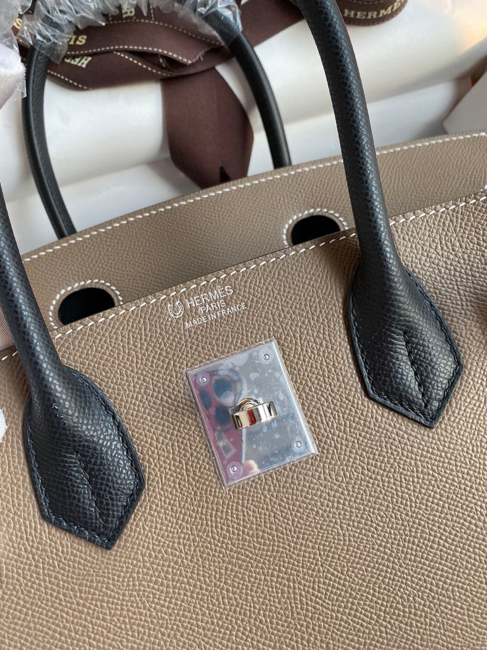 Hermès Etope/Black Birkin 30 cm Epsom Leather Palladium Hardware