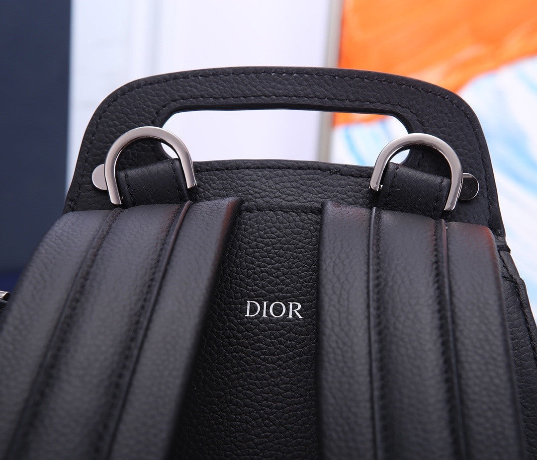 Christian Dior SADDLE BACKPACK Black Grained Calfskin