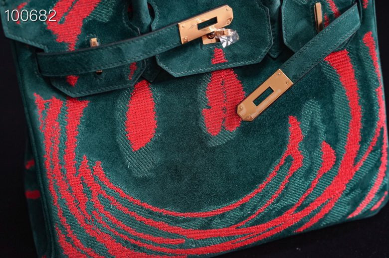 HERMES LIMITED EDITION SUEDE BIRKIN 30 BAG RARE DOBLIS GREEN PALLADIUM HARDWARE