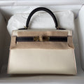 Hermes Black/Craie Mini Kelly II 20 Epsom Gold Hardware