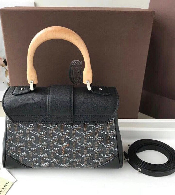 Goyard Saigon Mini  Leather Cross Body Bag Black