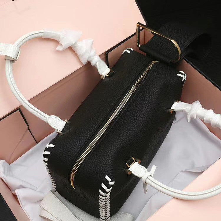 DELVAUX Limited Edition Cool Box Leather Satchel Black & White