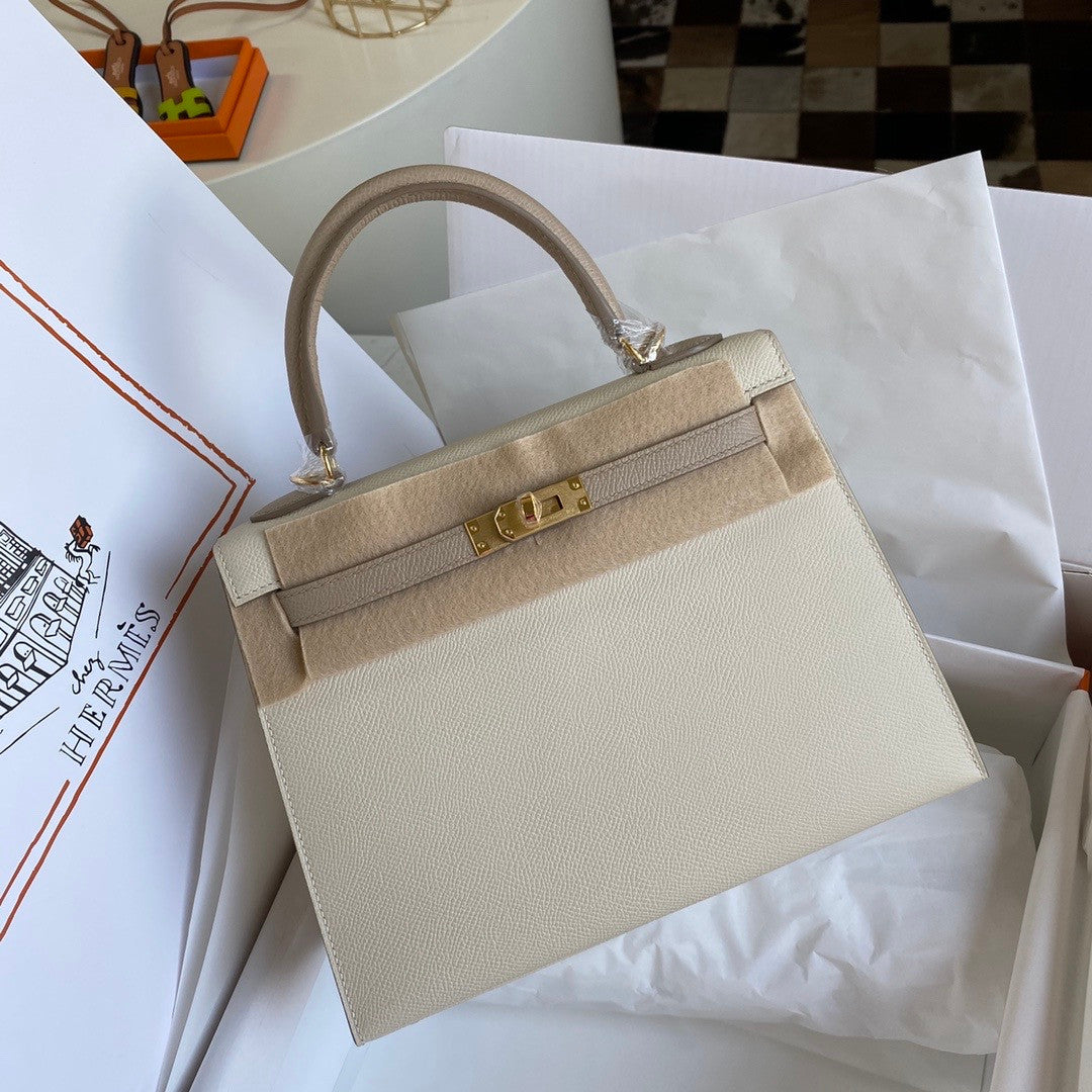 Hermes Special Order Craie/ S2 Trench Kelly 25 cm Epsom Gold  Hardware