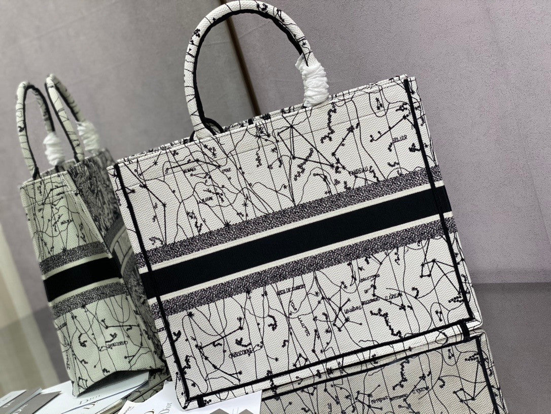 Christian Dior DIOR BOOK TOTE Latte Multicolor Dior Zodiac Embroidery
