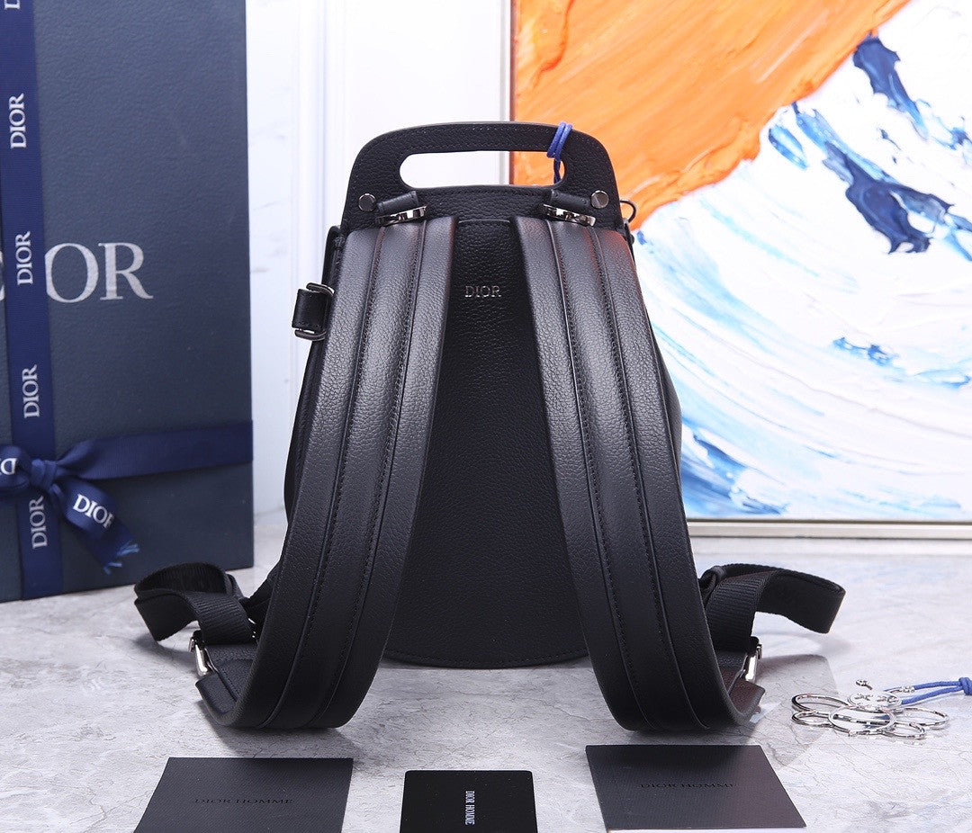 Christian Dior SADDLE BACKPACK Black Grained Calfskin