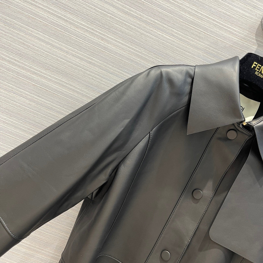 Fendi Black waxed leather jacket