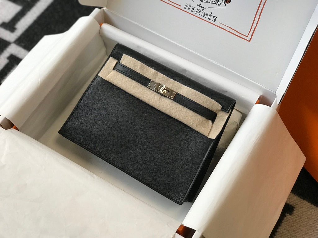 Hermes Black Kelly Danse Bag Evercolour Leather Palladium Hardware