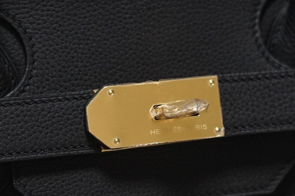 Hermes Black Clemence Leather Gold Hardware Birkin 50 Bag