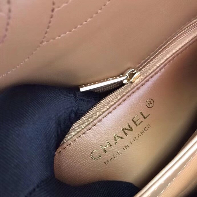 Chanel  Small Trendy CC Top Handle Bag Quilted Lambskin Camel