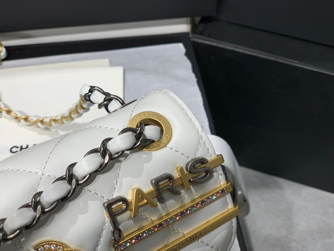 Chanel SMALL FLAP BAG WHITE AS2979 SS2022