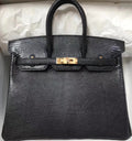 Hermes Black Lizard Birkin Bag 25cm Gold Hardware