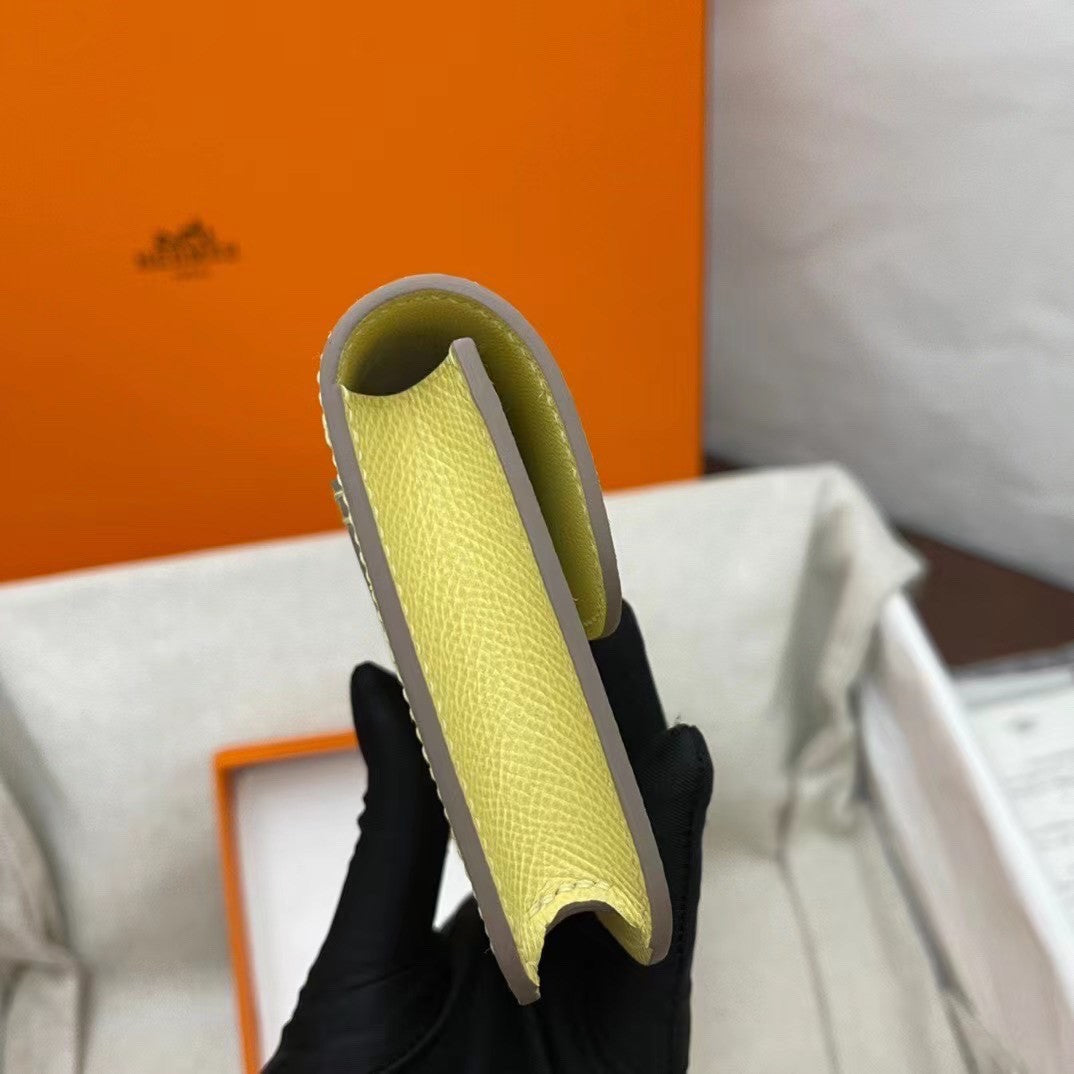 Hermès Constance Slim wallet C9 Soupre Yellow  Sellier  leather palladium hardware