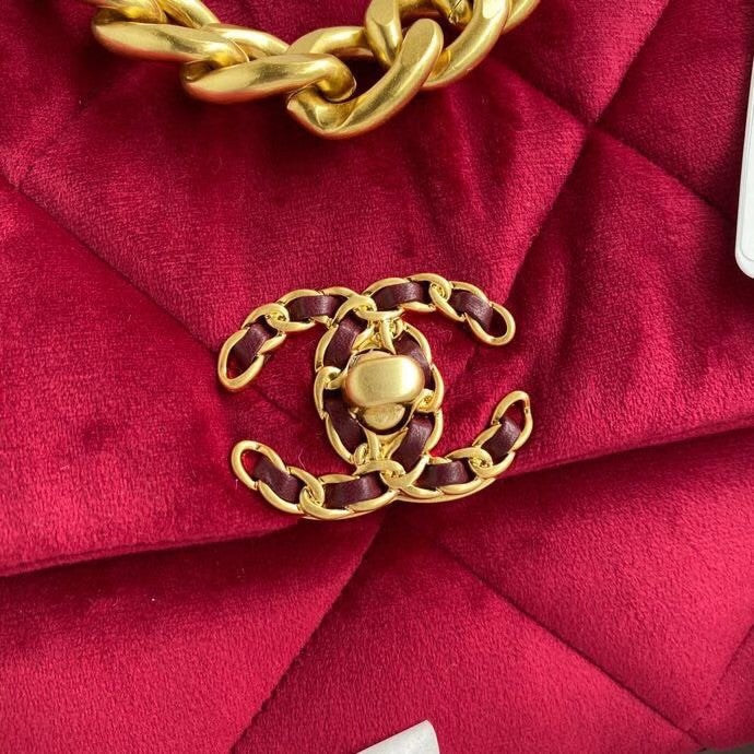 Chanel Velvet 19 flap bag Red