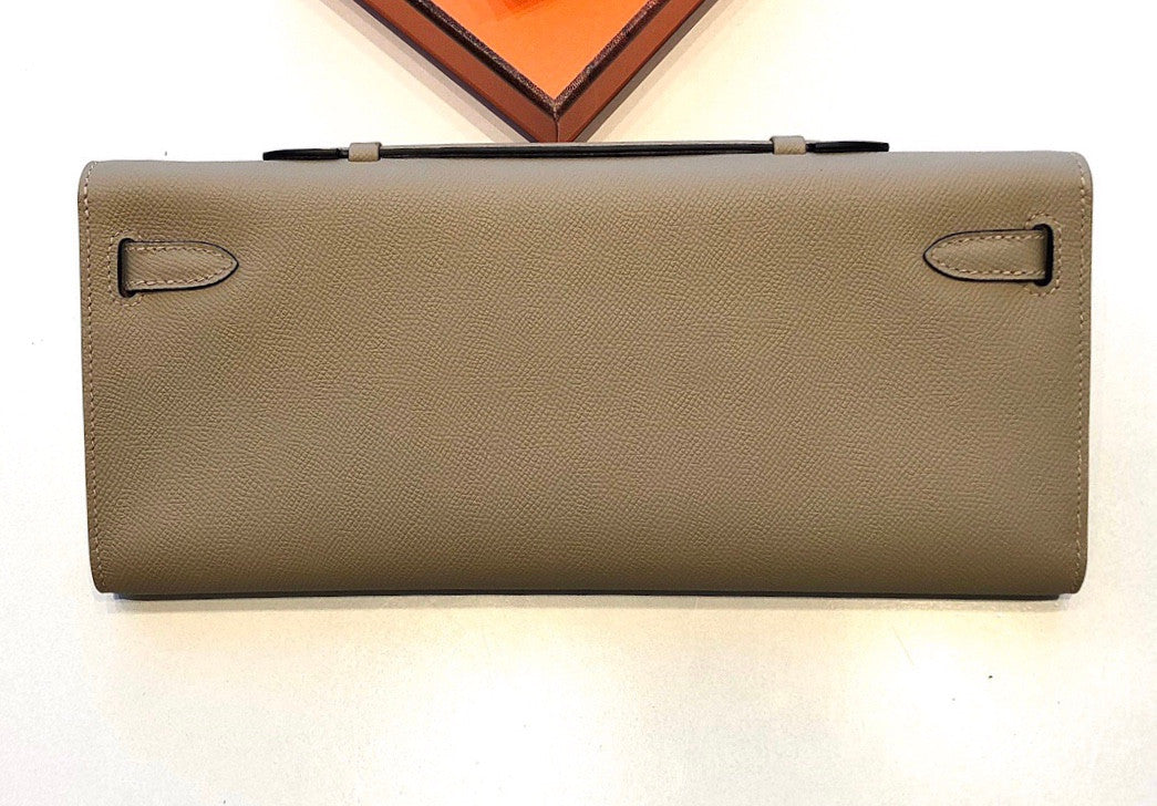 HERMES KELLY CUT CLUTCH BAG TRENCH EPSOM GOLD HARDWARE