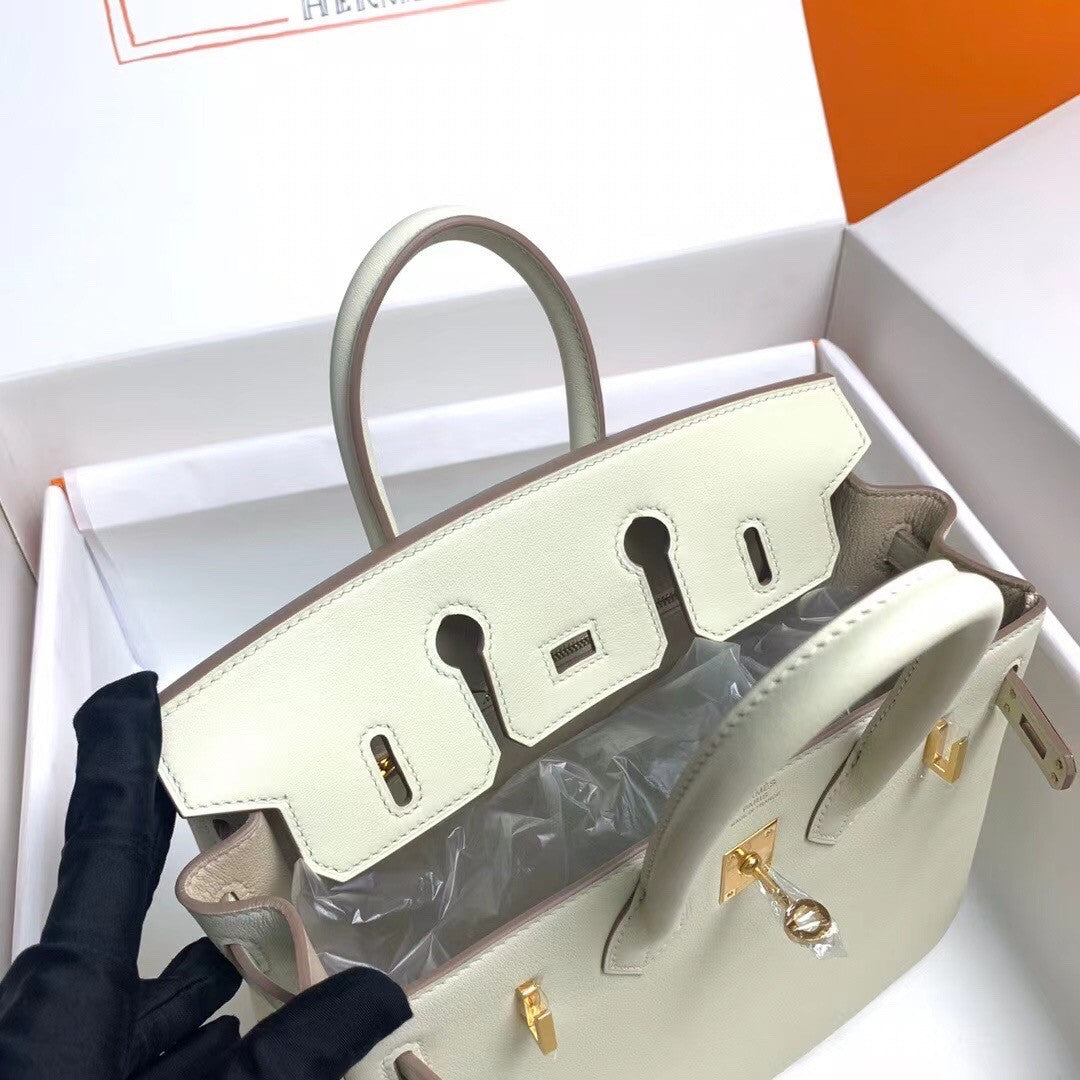 Hermes C10 Craie Birkin 25 cm Swift Gold Hardware