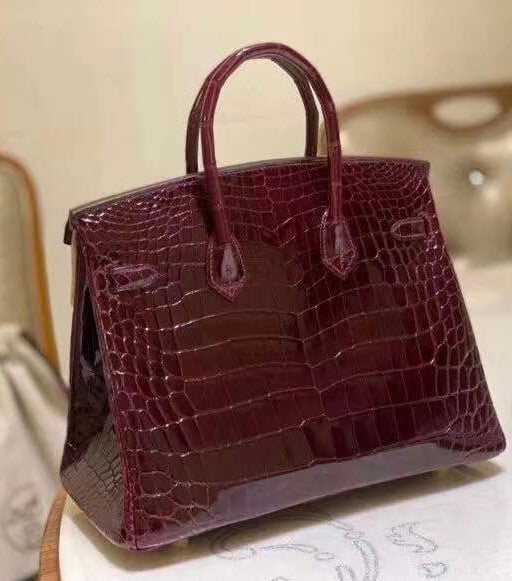 Hermes Bordeaux Birkin 30 in Niloticus Crocodile with Gold hardware