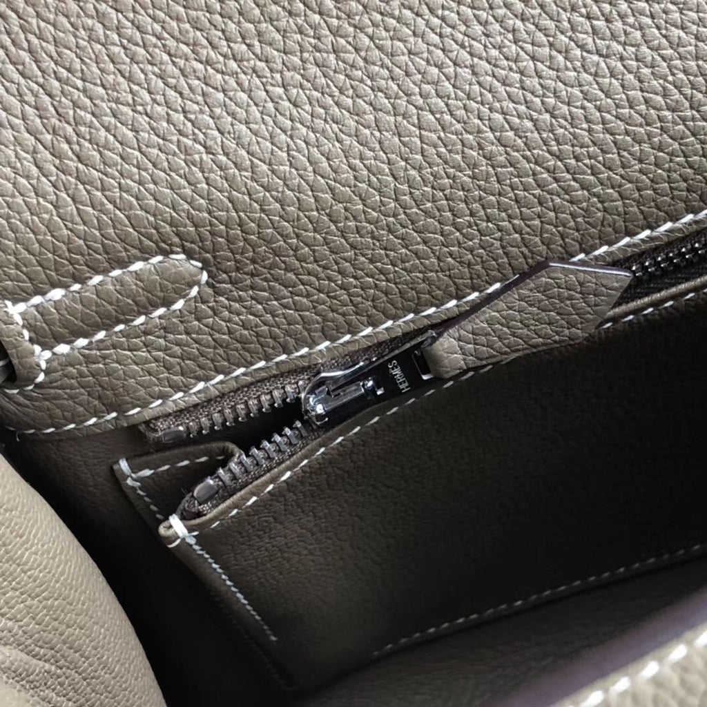 Hermes ETOUPE  Kelly 25 cm Togo Palladium  Hardware