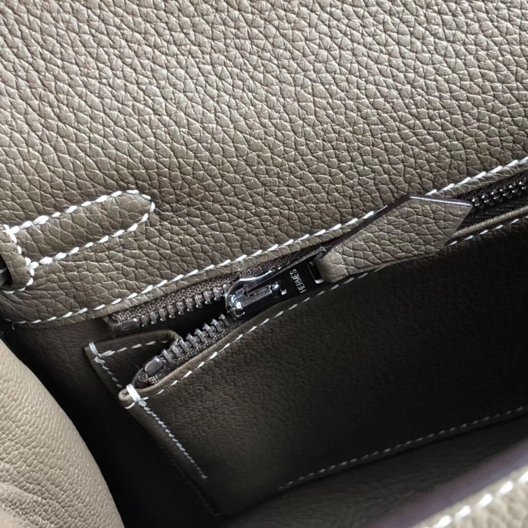 Hermes ETOUPE  Kelly 25 cm Togo Palladium  Hardware