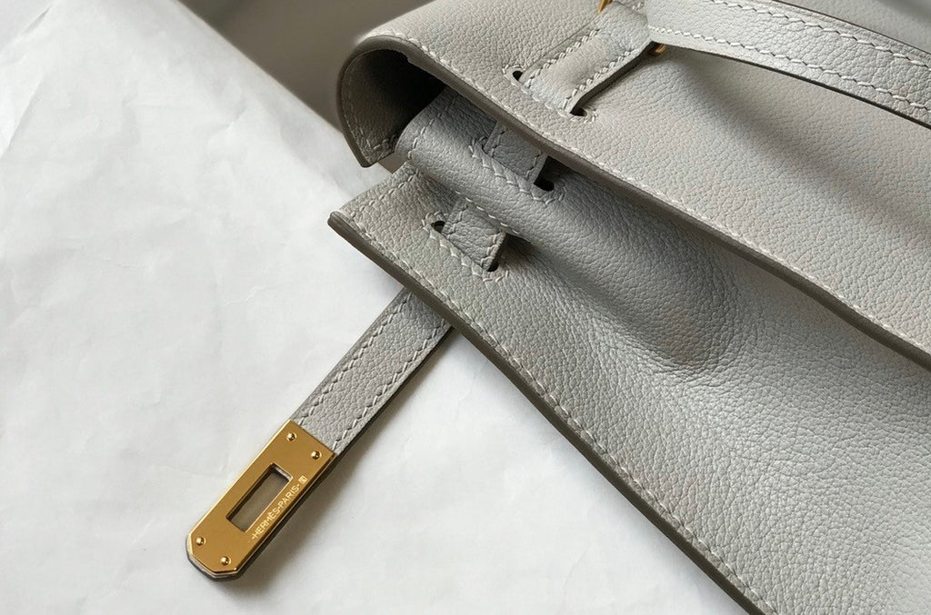 Hermes GRIS PERLE  Kelly Danse Bag Evercolour Leather Gold Hardware