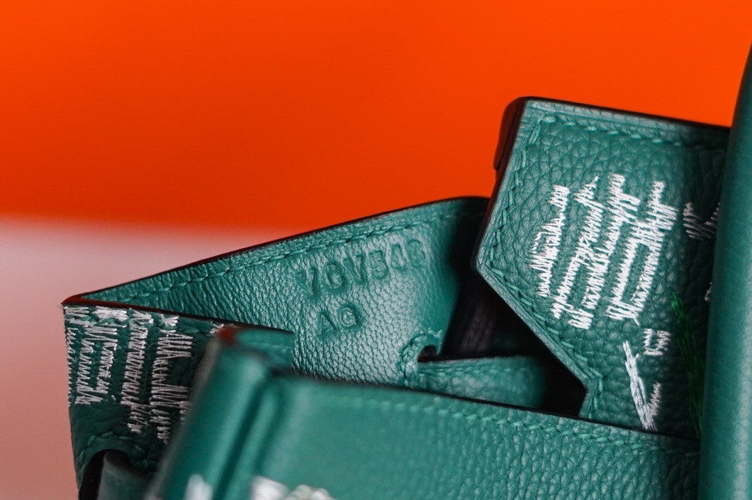 [Online Exclusive] Hermes Singapore Limited Edition Embroidered Birkin 30 Bag Green