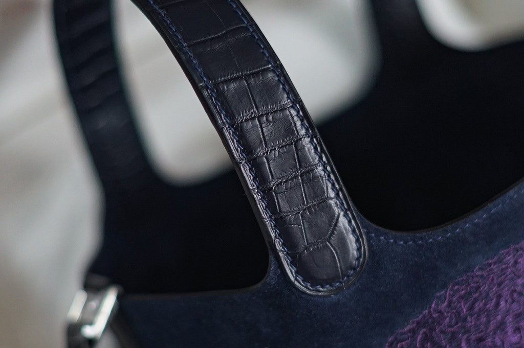Hermes 2021 Limited Edition Embroidered Picotin lock 18 Touch Suede/ Alligator