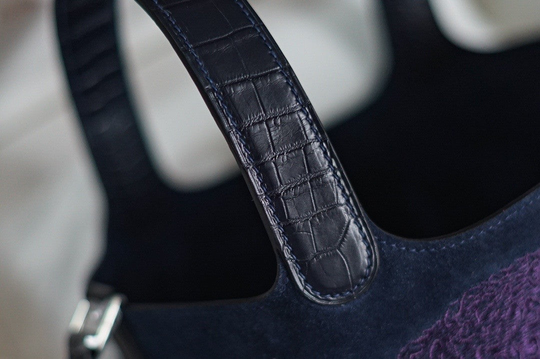 Hermes 2021 Limited Edition Embroidered Picotin lock 18 Touch Suede/ Alligator