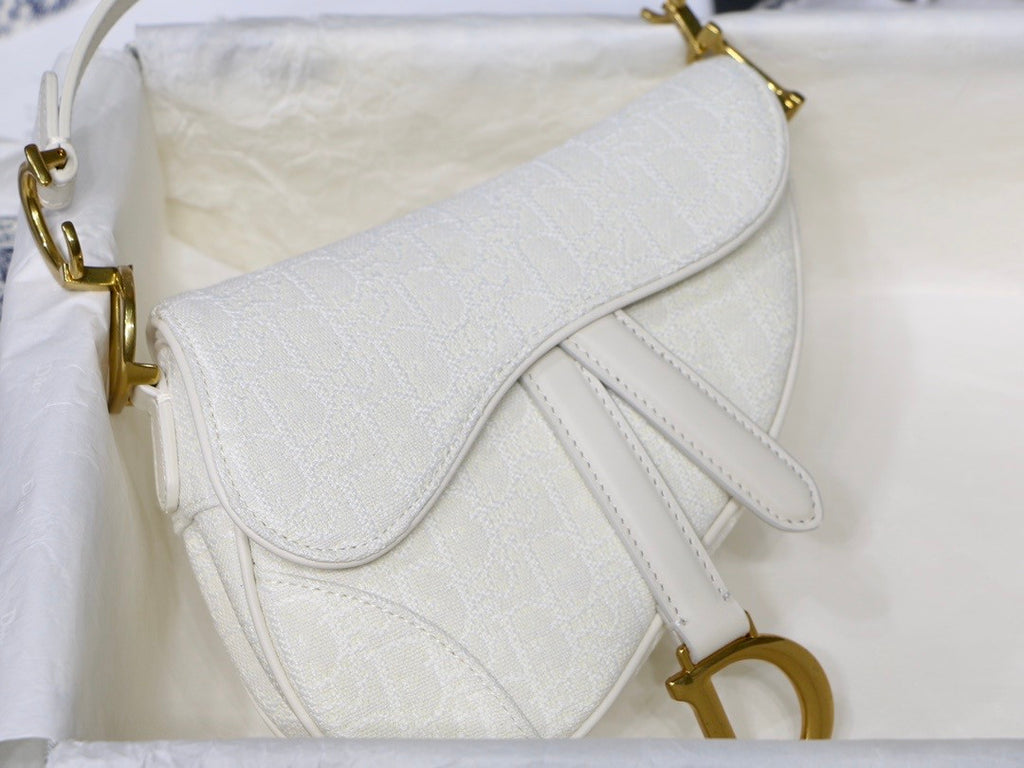 Christian Dior Mini SADDLE BAG White Dior Oblique Jacquard