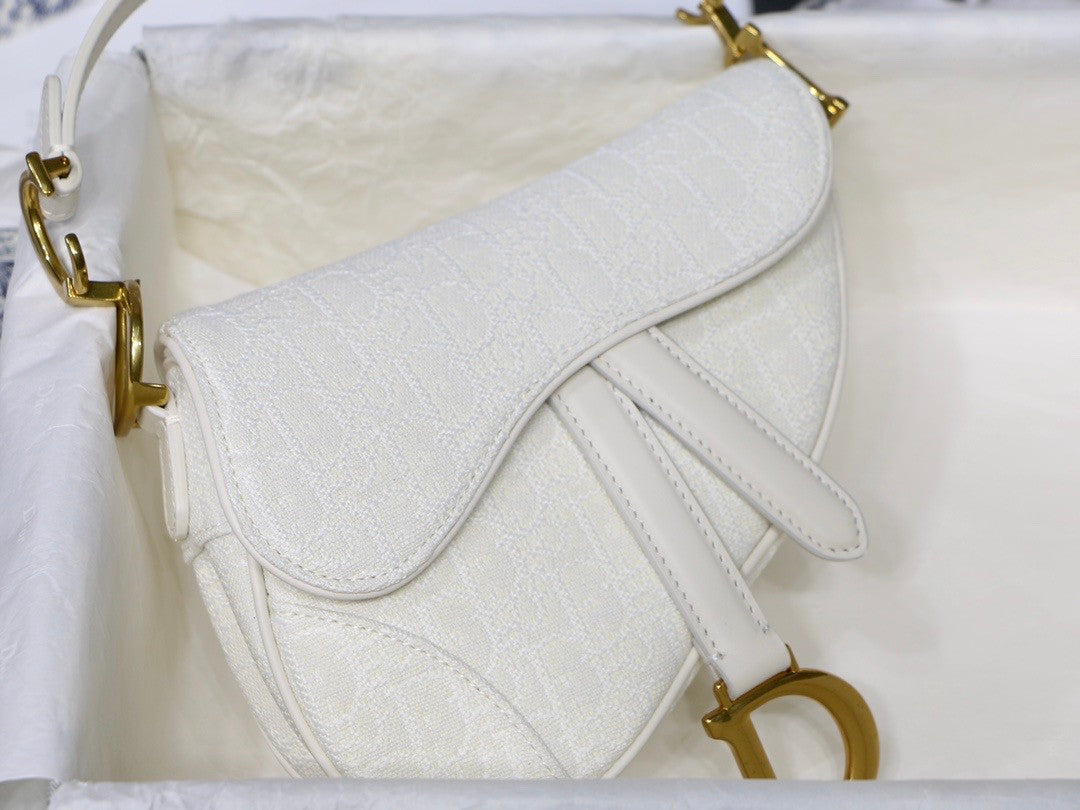 Christian Dior Mini SADDLE BAG White Dior Oblique Jacquard
