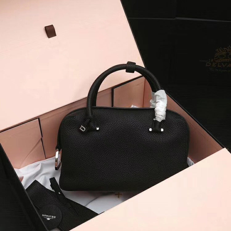 DELVAUX Cool Box Leather Satchel Black