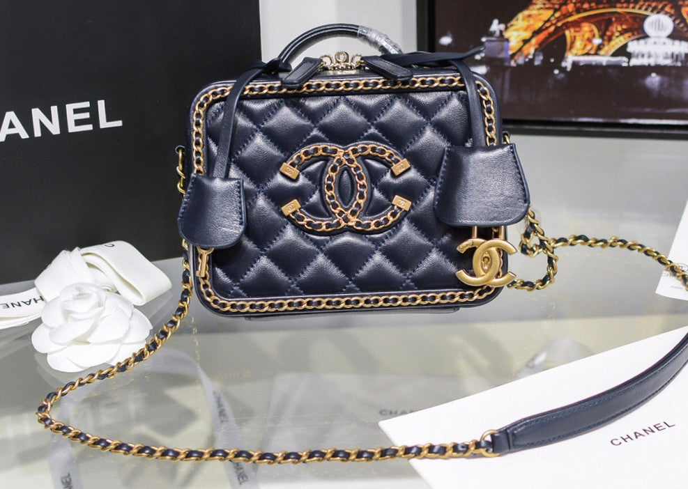 Chanel Small Vanity Case Navy Blue